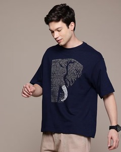 Camiseta de hombre oversize de corte holgado con hombros caídos, manga corta, de algodón, estilo casual y streetwear - Product Image 1