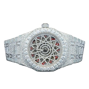 Reloj de lujo con moissanita para hombre, resistente al agua, de acero inoxidable, con aspecto de diamante helado, oro amarillo de 16mm para bodas, trajes urbanos - Product Image 1