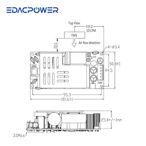 EDAC POWER 48V 180W 300W 450W IEC60601 2xMOPP Serie EPM118AH Fuentes de Alimentación Industriales de Marco Abierto 90% de Eficiencia Industrial - Product Image 2
