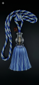 Sujetador de Cortina de Cuerda Trenzada Azul y Blanca con Bola de Cristal y Borla, Accesorio Decorativo - Product Image 2