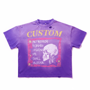 T-shirt personnalisé en gros, effet délavé soleil, sérigraphie, tissu de qualité supérieure, aspect délavé soleil premium pour streetwear décontracté - Product Image 3