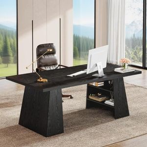 Scrivania Direzionale Moderna da 63 Pollici con Doppio Mobiletto Portaoggetti, Grande Scrivania per Ufficio e Computer per Scrittura e Conferenze - Product Image 4