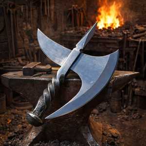 Hand Forged Viking Axe Pizza <b>Cutter</b> Rustic Stainless Steel Kitchen Gift for <b>Men</b> - Product Image 1