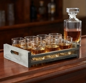 Elegant Wooden Shot Glass Holder Rectangular Rustic Style <b>Storage</b> <b>Rack</b> For Kitchen Tableware Durable Single Tier Design - Product Image 3