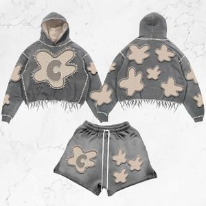 Sweat à capuche coupe classique personnalisé, délavé à l'acide, avec imprimé graphique frontal, idéal pour l'hiver |   Sweat-shirt en molleton de coton lourd 370GSM pour homme |   OEM - Product Image 3