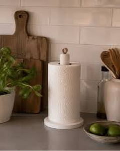 Modern Wood Kitchen <b>Paper</b> <b>Towel</b> Holder Stand 360 Rotating Free Standing Tissue <b>Roll</b> Rack - Product Image 2