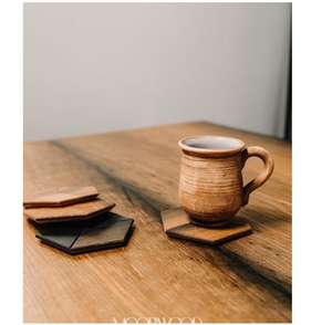 Posavasos de Madera Clásicos y Elegantes TIMELESS CRAFT, Hechos a Mano con Madera de Mango para una Sensación Orgánica, Base Protectora Duradera para Tazas, Vasos y Copas - Product Image 3