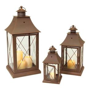 Wholesale Bulk Selling Handmade Portable <b>Set</b> of 3 Pcs Metal Candle <b>Lantern</b> With Bronze Finish <b>Lantern</b> for Wedding & Garden - Product Image 1