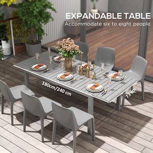 Tavolo da Pranzo Estensibile in Alluminio Grigio Antracite per 6-8 Persone, per Patio e Giardino - Product Image 4