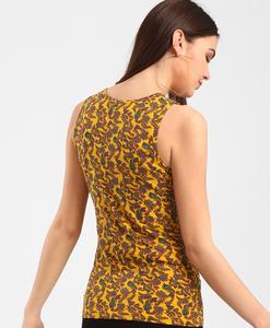 Débardeur jaune à imprimé cachemire pour femme, col rond, tricoté, sans manches, décontracté, en tissu polyester respirant - Product Image 5