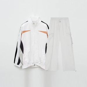 Custom Nylon Hoodie Patchwork <b>Pullover</b> Embroidery logo Windbreaker Track Suit <b>Jacket</b> for <b>Men</b> Streetwear Baggy Pant Set - Product Image 5