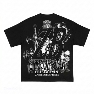 เสื้อยืดผู้ชายเรียบง่าย 240 GSM ผ้าฝ้ายพรีเมียม ทรงปกติ สีดำ หนัก พิมพ์ลายสกรีน โลโก้สั่งทำ ตำแหน่งด้านหน้า กันยับ - Product Image 2