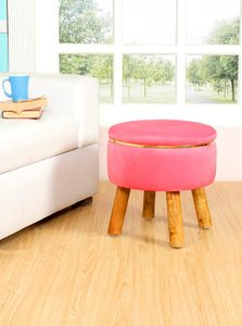 Ottoman <b>Stool</b> for Living Room Foot Rest | Velvet Small Ottoman Foot <b>Stool</b> | Solid Wood Legs | Footstool Puffy for Home, <b>Bedroom</b> - Product Image 3