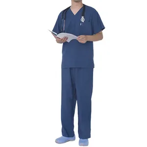 Custom <b>Doctor</b> Scrubs Wholesale 100% Cotton Jersey Scrubs Unisex Hospital Uniform <b>Sets</b> OEM Fashion - Product Image 3