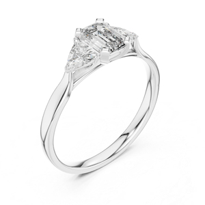 Anillo de Oro Amarillo de 14K con Esmeralda y Diamante Cultivado en Laboratorio con Corte Trillón para Mujer |   Ropa de Fiesta |   Diamante Nuevo Certificado por IGI de Lujo de 2 Quilates - Product Image 5