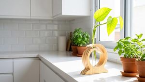 Florero de Escritorio en Espiral de Bambú, Soporte de Madera, Florero de Tubo de Ensayo, 4-6 Pulgadas de Diámetro, Decoración Minimalista para el Hogar y la Oficina - Product Image 1