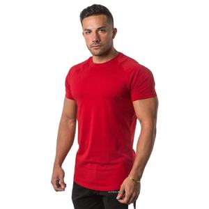 OEM vente en gros 95% coton 5% élasthanne hommes Slim Fit t-shirt plus long goutte ourlet incurvé col rond Muscle Fitness hommes Gym t-shirts - Product Image 1