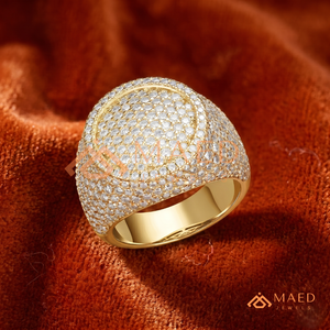 <b>Mens</b> Gold Tone Moissanite Diamond Round <b>Ring</b> Hip Hop Statement Jewelry Fashion <b>Ring</b> for <b>Men</b> Daily Wear - Product Image 5