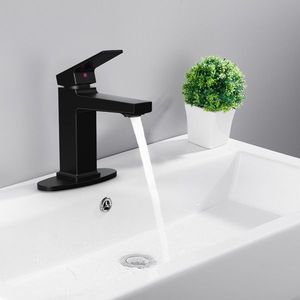 Matte Black Single Handle Basin Faucet for Bathroom & Laundry 1 3/16\" Holes 9/16\" Hoses Single Vanity Sink Faucet with Deck - Product Image 4