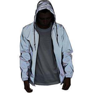 Veste coupe-vent unisexe réfléchissante imperméable à séchage rapide avec capuche, légère, pour la course et le sport, avec poches, style streetwear, faible MOQ - Product Image 1