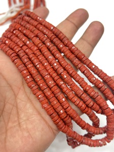 Perles de pierres précieuses de haute qualité pour la fabrication de bijoux, 17 pouces, jaspe naturel faceté, forme Heishi, taille 7-8 mm - Product Image 4