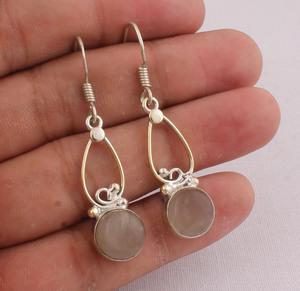 Natural Rainbow Moonstone Earring <b>Solid</b> 925 Sterling <b>Silver</b> Handmade Vintage Luxury Drop Earrings Wedding Anniversary Gift Part - Product Image 2