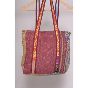 Indian Cotton Kantha Tote <b>Bag</b> Handmade Vintage Boho Shoulder Reusable Shopping Large Capacity Eco-Friendly Unisex Gift - Product Image 1