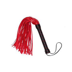 <b>Red</b> Leather Whip With Black Handle And <b>Red</b> Stitching - Product Image 1