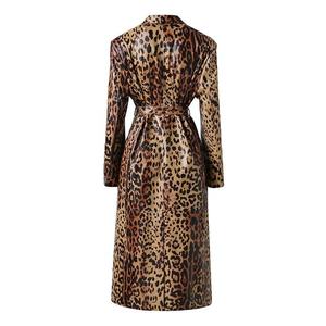 Women's Leopard Print <b>Trench</b> <b>Coat</b> Notched Lapel Belted Midi Elegant Autumn Outerwear - Product Image 6