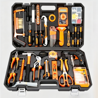 Ensemble complet de 35 outils à main en fer avec poignées orange, clés mixtes, mallette rigide, personnalisable OEM