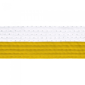 Ceintures de Taekwondo, Karaté, Jiu-Jitsu personnalisées avec logo sur le devant, blanches/jaunes, unisexes, 100% coton, respirantes, séchage rapide, légères - Product Image 3