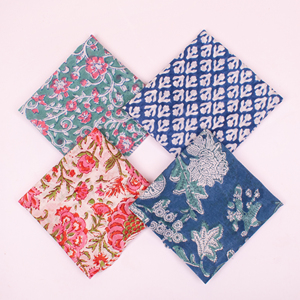 Authentic Jaipur Hand Block Printed Cotton Bandana <b>Square</b> <b>Scarf</b> Floral Pattern Natural Dyed 21" Summer Traditional Fashion - Product Image 5