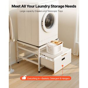 Piedistallo per Lavatrice con Capacità di Carico di 317 Kg, Altezza 58 cm, 74 x 74 cm, con Vassoio Estraibile e Spazio di Stoccaggio - Product Image 5