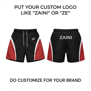 Premium Polyester/Nylon 160g Windbreaker <b>Shorts</b> Front Black <b>Red</b> White Contrast Side Panels <b>Men's</b> Casual Drawstring Closure - Product Image 1