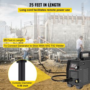 "สายไฟเชื่อม30Amp 25ft 250V NEMA 6-50ปลั๊ก10เกจ3ง่ามมิก/ลินคอล์น/พลาสม่า/มิลเลอร์/tig" - Product Image 4