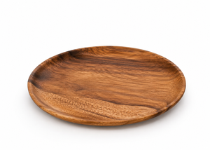 Assiette de service en bois d'acacia naturel, assiette ronde en bois faite à la main, vaisselle écologique - Product Image 5