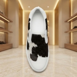 Cow Print Fur <b>Slip</b>-<b>On</b> Sneakers Round Toe Cushioned Rubber Outsole EVA Midsole All Seasons Canvas Lining - Product Image 3