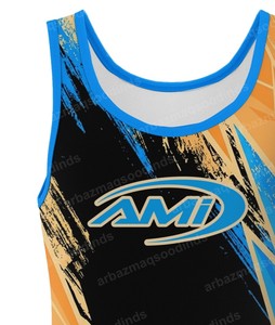 Traje de Lucha AMI con Estampado por Sublimación, Ajustado, para Hombre, que Absorbe la Humedad, Transpirable, de Secado Rápido y Elástico - Product Image 4