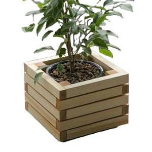 Artisanat pot de fleurs en bois souhaitant bien jardinière arrière-cour décor de jardin créatif jardinières en bois écorce pots de fleurs jardin - Product Image 2