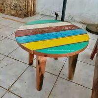 Table basse rustique artisanale en teck recyclé couleur naturelle pour intérieur/extérieur, villa, salon, maison, jardin