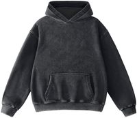 Sweater Hoodie Pria 100% Katun French Terry Hitam Solid Kasual Musim Dingin Desain Saku 300g