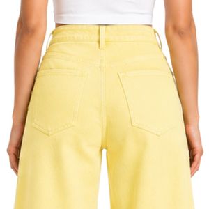 Pantalones Anchos de Mezclilla para Mujer, Color Amarillo Pastel, Bordados con Flores, Cintura Alta, Estilo Palazzo, Personalizables con Etiqueta Privada, Moda Casual - Product Image 6