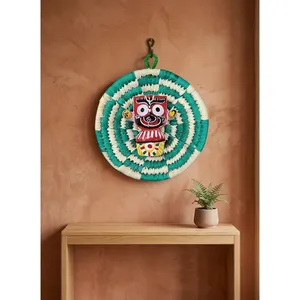 SSD Market Handwoven Grass <b>Basket</b> with Festive Trim and Handle Eco-Friendly Stylish Round <b>Storage</b> From Orissa - Product Image 4