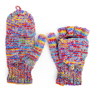 Himalayan Luxury Hand-Knit Merino <b>Wool</b> Wrist-Length <b>Gloves</b> Striped Pattern Fleece Lining Touchscreen Compatible Winter Wear - Product Image 1