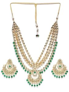 Conjunto de Joyería Chapado en Oro con Diseño Floral de Perlas de Imitación y Cristales de Aleación Blanca Tradicional para Boda de Mujer: Collar, Pendientes y Anillo - Product Image 4