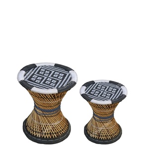 Portable Bone Inlay Console Set Suave Vime De Bambu Natural Otomano Tradicional Cana Boho Puffe Fezes Handwoven Móveis Macio