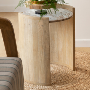 Mesa auxiliar Vandana Lyra Solace de madera de mango y mármol - Product Image 3