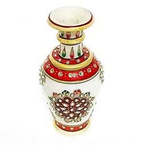 Handcrafted Marble Flower <b>Vase</b> with Floral Inlay Art Decorative Table <b>Vase</b> for Home Living Room Office Centerpiece - Product Image 5