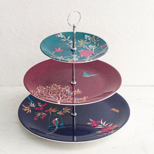 Premium Quality Enamel Decorative Round 3 Tier Metal Cake Stand Dessert Server Floral Display Plate China Home <b>Party</b> Hotel <b>Table</b> - Product Image 1