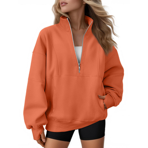 Sudadera con Capucha de Alta Calidad con Logotipo Personalizado, Estilo Casual Urbano, Hombros Caídos, Transpirable y Ecológica, Sudadera con Cierre de Cremallera para Mujer - Product Image 3